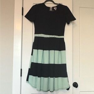 Lularoe Black and Mint Striped Dress
